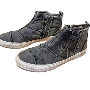 Blowfish Malibu black, dark grey, denim, side zip tennis shoes
